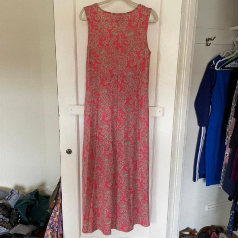 Chadwicks of Boston Sleeveless Maxi Summer Dress - coral floral - size M